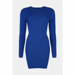 Warehouse Petite Plated Rib Crew Neck Mini Dress For Female -Warehouse Sales Store unnamed file 1613