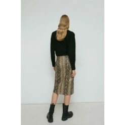 Warehouse Split Front Faux Leather Snake Pencil Skirt For Female -Warehouse Sales Store unnamed file 1628
