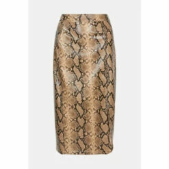 Warehouse Split Front Faux Leather Snake Pencil Skirt For Female -Warehouse Sales Store unnamed file 1629