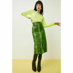 Warehouse Split Front Faux Leather Snake Pencil Skirt For Female -Warehouse Sales Store unnamed file 1631