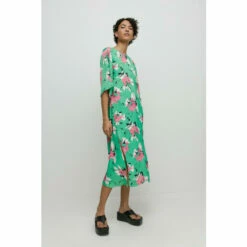 Warehouse Satin Button Midi Dress In Floral For Female
