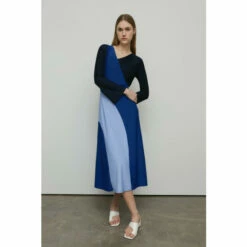 Warehouse Colourblock Midi Dress For Female