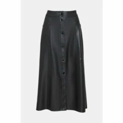 Warehouse Seam Detail Popper Front Midi Skirt For Female -Warehouse Sales Store unnamed file 1682