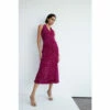 Warehouse Velvet Sequin Halter Ruched Front Maxi Dress For Female
