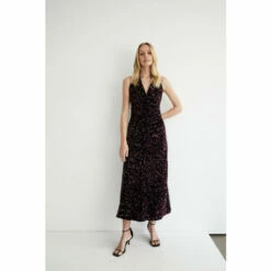 Warehouse Velvet Sequin Halter Ruched Front Maxi Dress For Female -Warehouse Sales Store unnamed file 1692