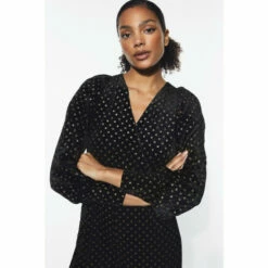 Warehouse Velvet Metallic Spot Balloon Sleeve Jumpsuit For Female -Warehouse Sales Store unnamed file 1708