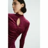 Warehouse Velvet Burnout Ruched Keyhole Mini Dress For Female -Warehouse Sales Store unnamed file 1733