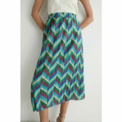 Warehouse Pleated Metallic Zig Zag Midi Skirt For Female