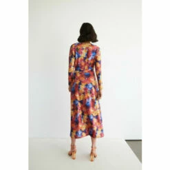 Warehouse Metallic Abstract Print Tie Wrap Midi Dress For Female -Warehouse Sales Store unnamed file 1772