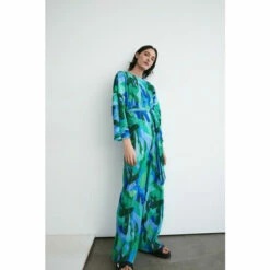 Warehouse Printed Plisse Batwing Wide Leg Jumpsuit For Female -Warehouse Sales Store unnamed file 1780