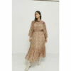 Warehouse Plus Size Embroidered Yoke Floral Midi Dress For Female