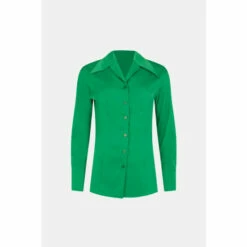 Warehouse Satin Crepe Wide Collar Slim Fit Shirt For Female -Warehouse Sales Store unnamed file 1806