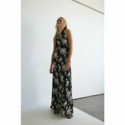 Warehouse Floral Satin Halter Backless Slip Dress For Female