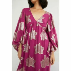 Warehouse Sparkle Jacquard V Neck Midi Dress For Female -Warehouse Sales Store unnamed file 1843