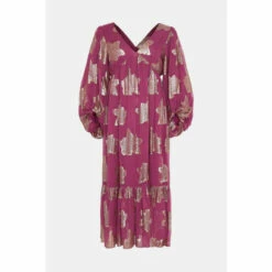 Warehouse Sparkle Jacquard V Neck Midi Dress For Female -Warehouse Sales Store unnamed file 1845