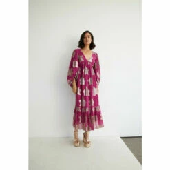 Warehouse Sparkle Jacquard V Neck Midi Dress For Female -Warehouse Sales Store unnamed file 1846