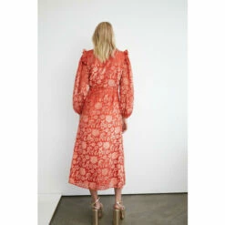 Warehouse Floral Devore Tie Neck Midi Dress For Female -Warehouse Sales Store unnamed file 1856