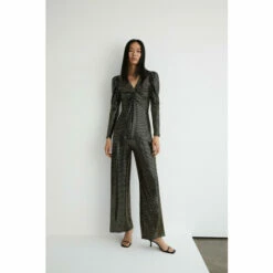 Warehouse Sparkle Sequin Twist Wide Leg Jumpsuit For Female