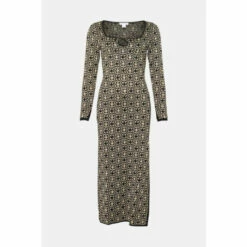 Warehouse Metallic Tile Jacquard Midi Dress For Female -Warehouse Sales Store unnamed file 1904