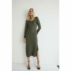 Warehouse Metallic Tile Jacquard Midi Dress For Female -Warehouse Sales Store unnamed file 1905