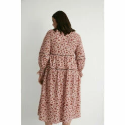 Warehouse Plus Size Floral Piping Detail Midi Dress For Female -Warehouse Sales Store unnamed file 1913
