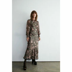 Warehouse Sparkle Floral Print Bias Cut Midi Dress For Female