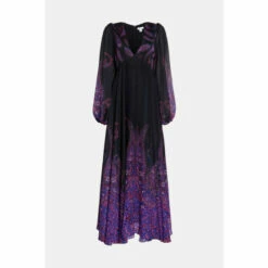 Warehouse Petite Paisley V Neck Puff Sleeve Maxi Dress For Female -Warehouse Sales Store unnamed file 196