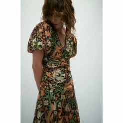 Warehouse WH X William Morris Society Sparkle Ruched Midi Dress For Female -Warehouse Sales Store unnamed file 1983