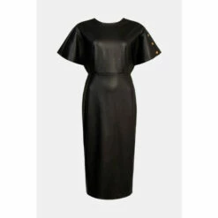 Warehouse Faux Leather Midi Soft Shift Dress For Female -Warehouse Sales Store unnamed file 1998
