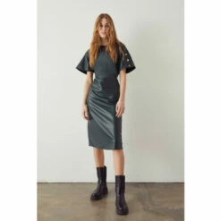 Warehouse Faux Leather Midi Soft Shift Dress For Female -Warehouse Sales Store unnamed file 2001