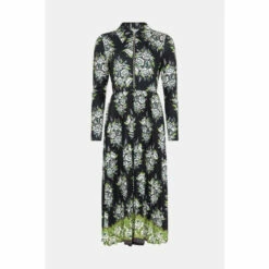 Warehouse Petite Pleated Floral Border Print Zip Collar Midi Dress For Female -Warehouse Sales Store unnamed file 2016