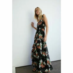 Warehouse Floral Strappy Ruffle Wrap Maxi Dress For Female