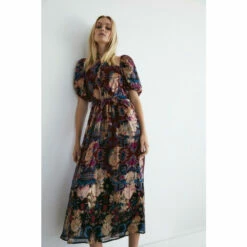 Warehouse Border Print Twist Neck Halter Midi Dress For Female -Warehouse Sales Store unnamed file 2033