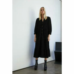 Warehouse Cord Button Front Tiered Midi Dress For Female