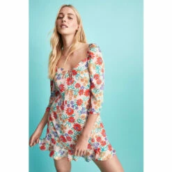 Warehouse Puff Sleeve Mini Dress In Floral For Female -Warehouse Sales Store unnamed file 2050