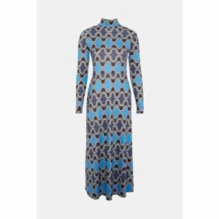 Warehouse Printed Soft Jersey Roll Neck Dress For Female -Warehouse Sales Store unnamed file 2055