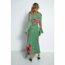 Warehouse Floral Printed V Neck Fluted Sleeve Maxi Dress For Female -Warehouse Sales Store unnamed file 206