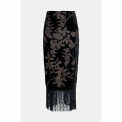 Warehouse Floral Devore Tassel Midi Skirt For Female -Warehouse Sales Store unnamed file 2060