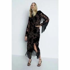 Warehouse Floral Devore Tassel Midi Skirt For Female -Warehouse Sales Store unnamed file 2061