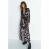 Warehouse Floral Velvet Devore Plunge Maxi Dress For Female