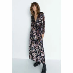 Warehouse Floral Velvet Devore Plunge Maxi Dress For Female -Warehouse Sales Store unnamed file 2067
