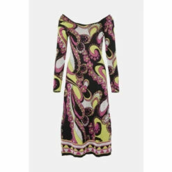 Warehouse Metallic Border Jacquard Knit Midi Dress For Female -Warehouse Sales Store unnamed file 2076