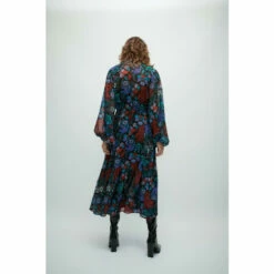 Warehouse WH X William Morris Society Mix Print Tie Neck Belted Maxi Dress For Female -Warehouse Sales Store unnamed file 2087