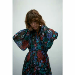 Warehouse WH X William Morris Society Mix Print Tie Neck Belted Maxi Dress For Female -Warehouse Sales Store unnamed file 2089