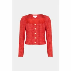 Warehouse Tweed Square Neck Jacket For Female -Warehouse Sales Store unnamed file 2122