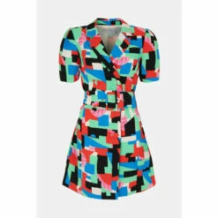 Warehouse Block Belted Crepe Blazer Dress For Female -Warehouse Sales Store unnamed file 2133