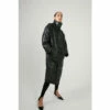 Warehouse Faux Leather Funnel Neck Maxi Duvet Coat For Female