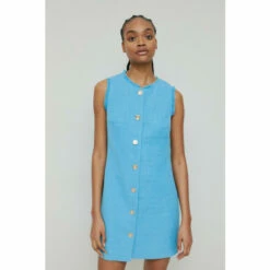 Warehouse Tweed Button Through Mini Shift Dress For Female