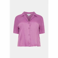 Warehouse Plus Size Satin Short Sleeve Resort Shirt For Female -Warehouse Sales Store unnamed file 2211