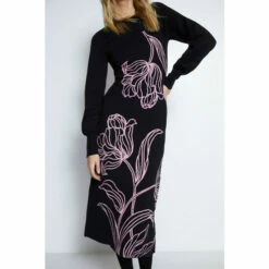 Warehouse Floral Placement Jacquard Knit Midi Dress For Female -Warehouse Sales Store unnamed file 2240